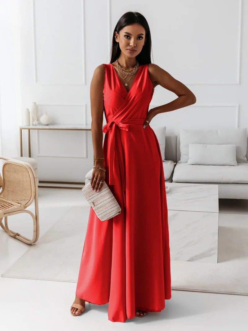 Damen Elegantes Wickel-Minikleid mit tiefem V-Ausschnitt und fließendem Stoff Sovae