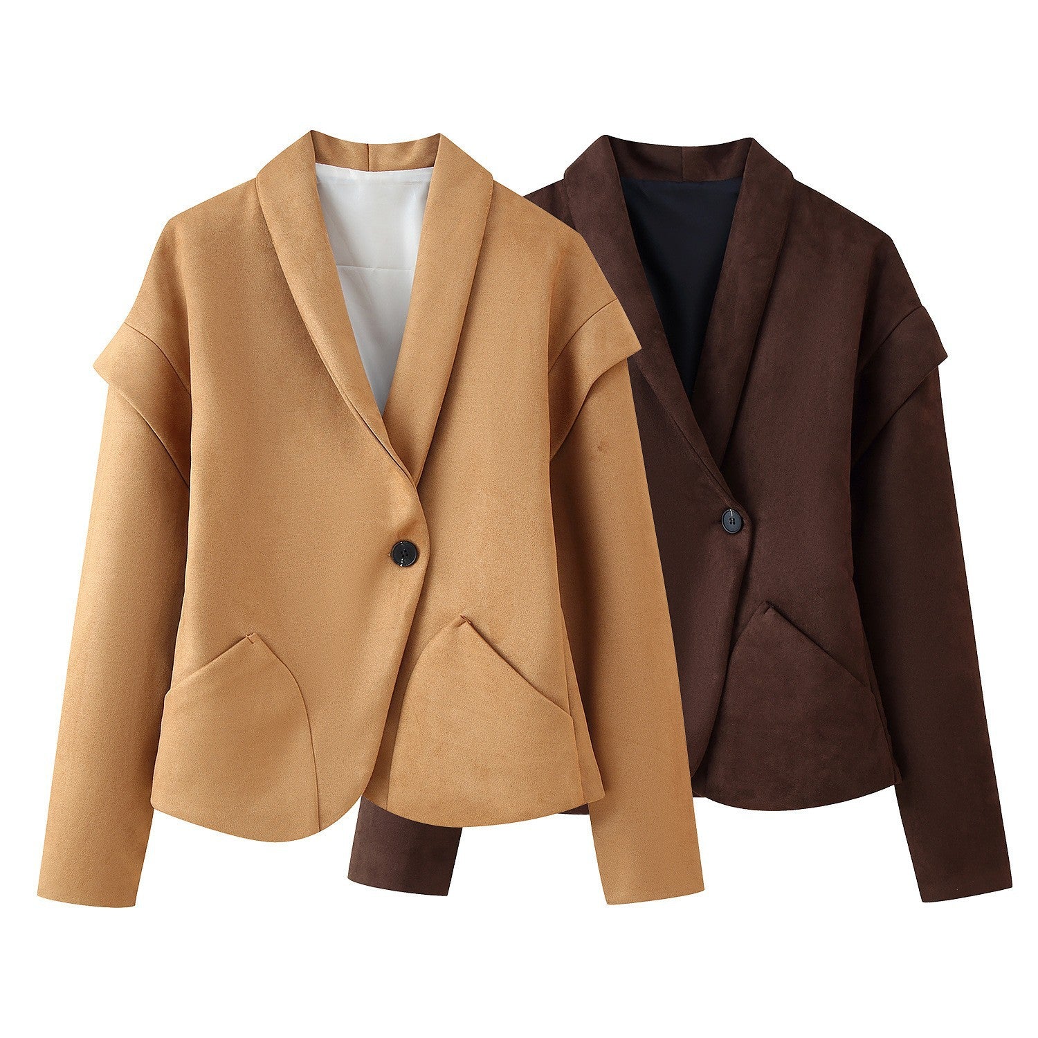 Damen moderne Blazerjacke mit strukturiertem Stoff und aufgesetzten Taschen Sovae