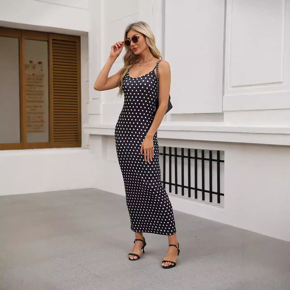 Damen Elegantes Maxikleid mit Punkten Sovae