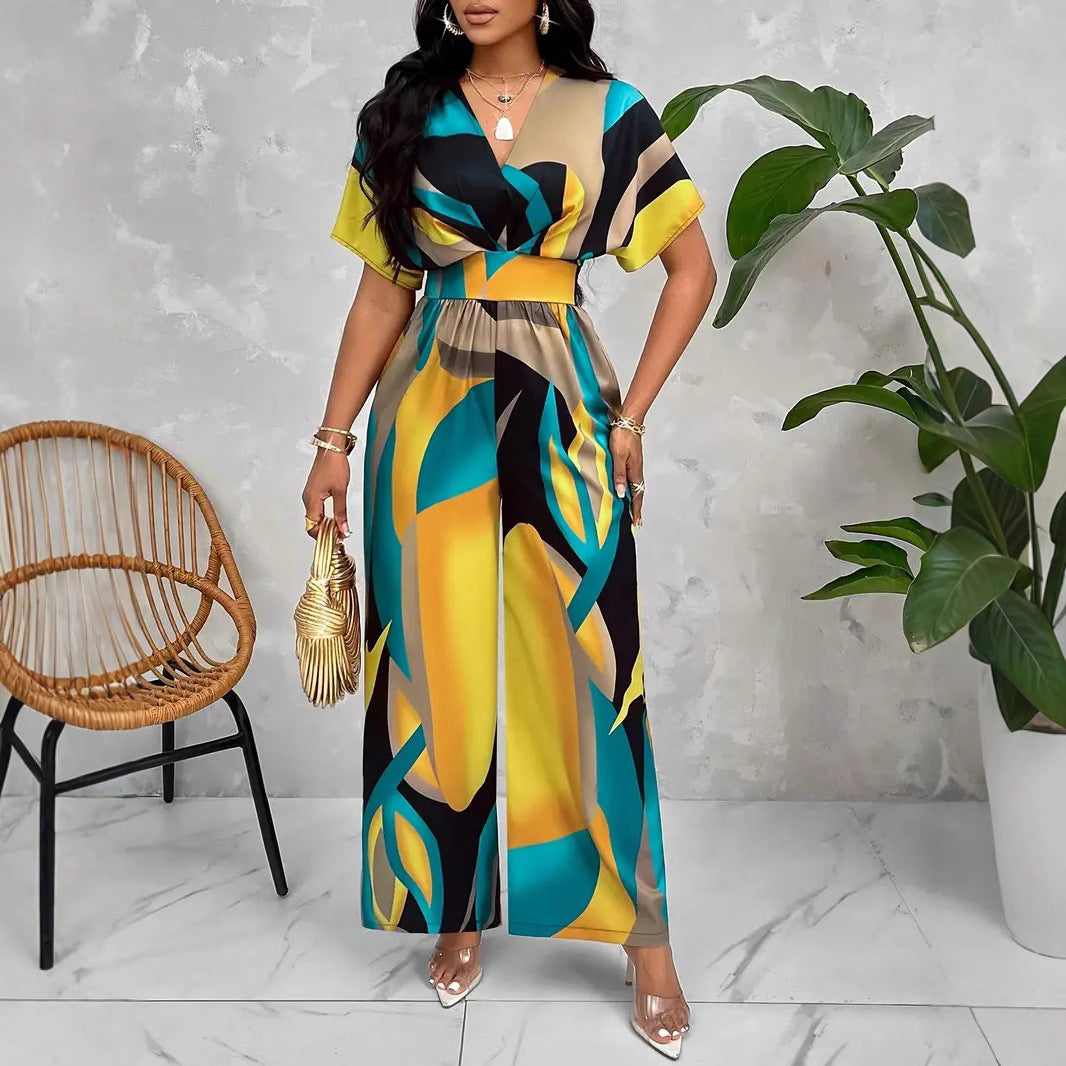 Damen Eleganter Jumpsuit mit fröhlichem Grafikdesign Sovae