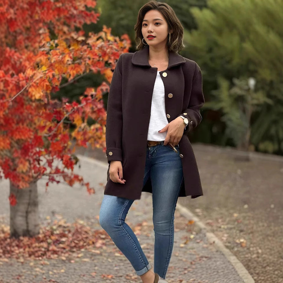 Damen modische Wolljacke mit praktischen Taschen Sovae