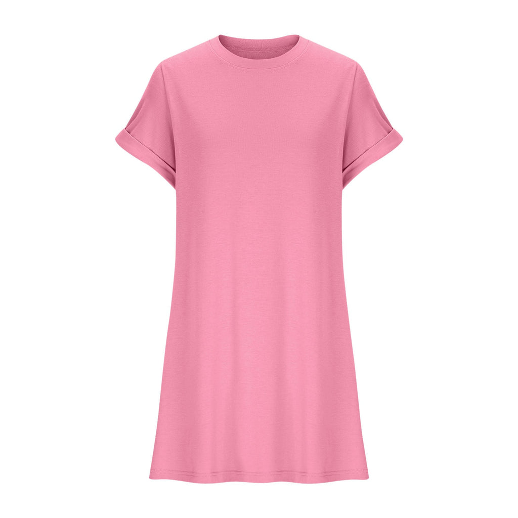 Damen lässiges Taschen T-Shirt Kleid Sovae