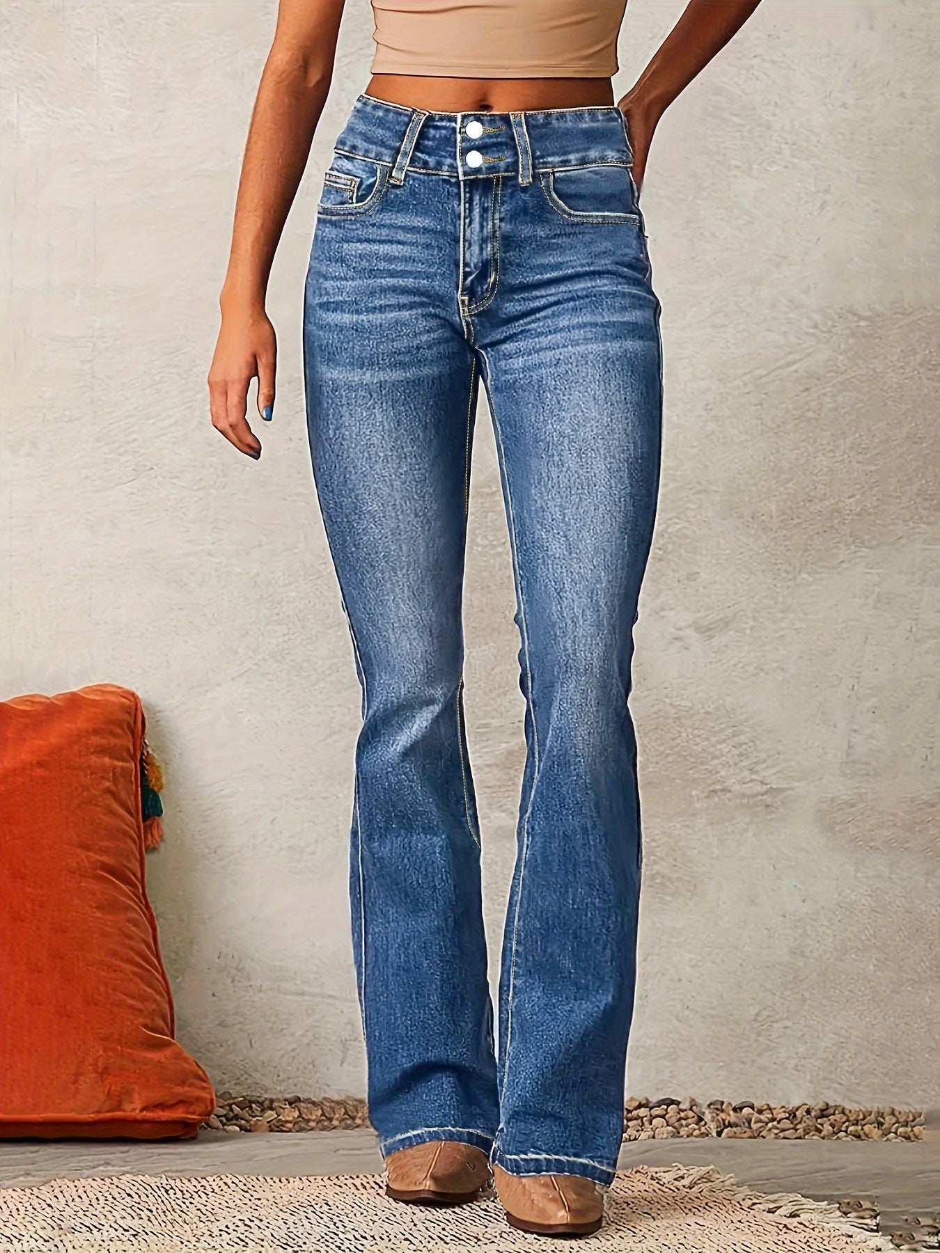 Damen High-Waist Flared Jeans Sovae