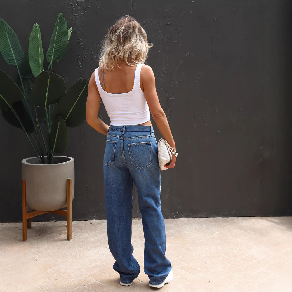 Damen weite Jeans Sovae