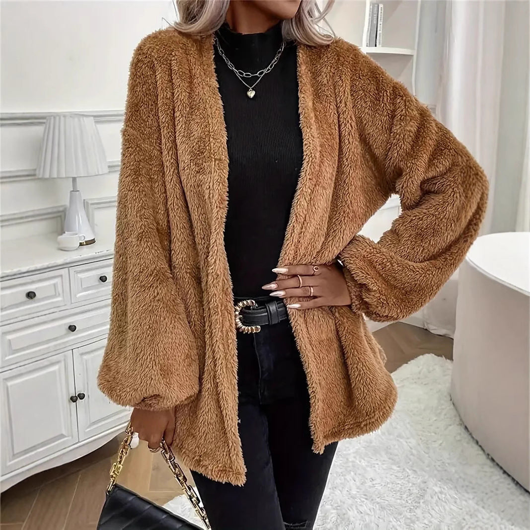 Damen Fuzzy Freizeitjacke Sovae