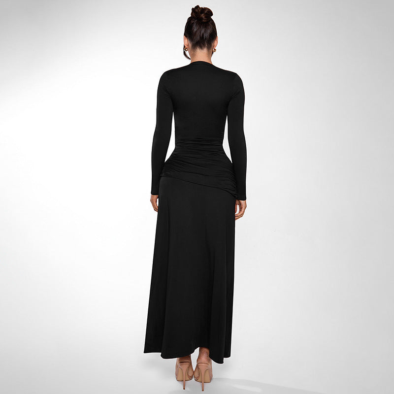 Damen Elegantes Maxi-Kleid mit tiefem V-Ausschnitt und schickem Wickel-Design Sovae