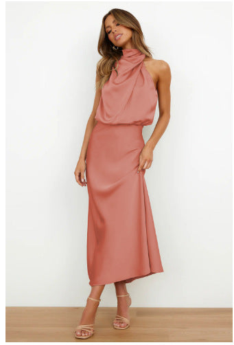 Damen Elegantes Neckholder Maxikleid mit fließendem Schnitt Sovae