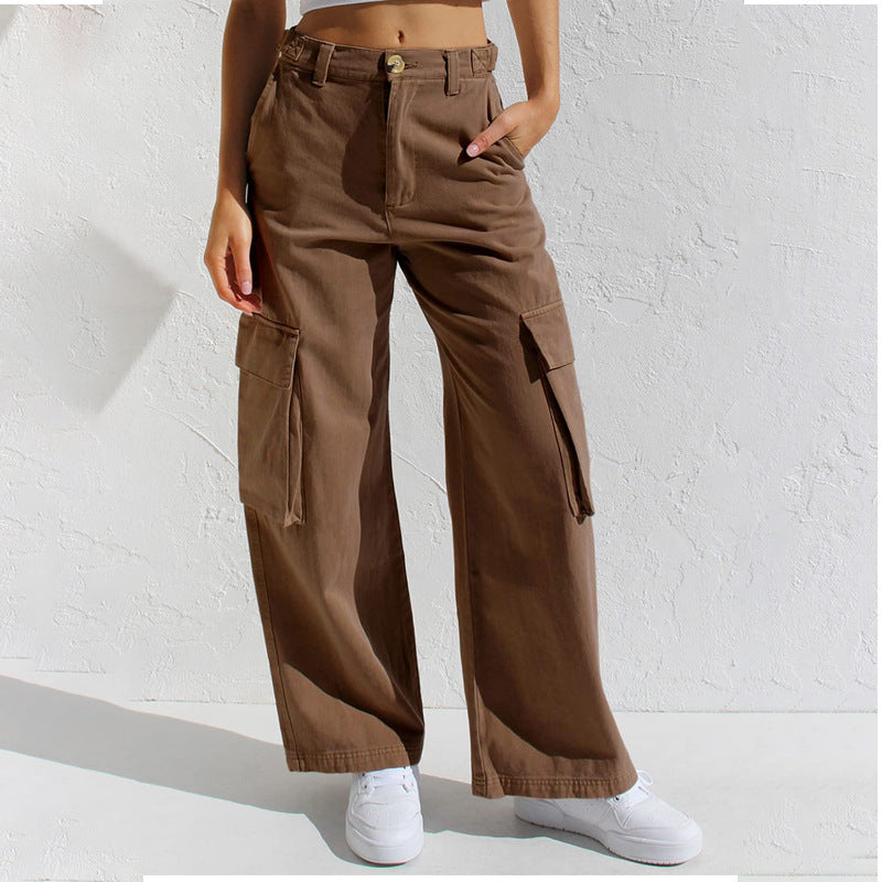 Damen Weit geschnittene Cargo-Hosen mit praktischen Taschen Sovae