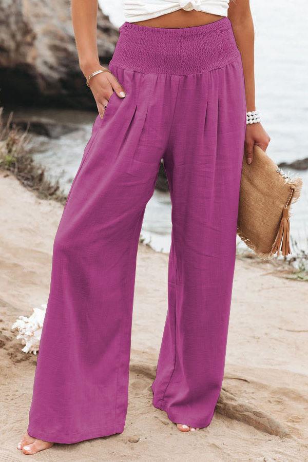Damen Weit geschnittene Sommerhose mit elastischem Bund und luftiger Passform Sovae
