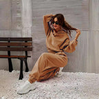 Damen bequeme Sweatpants mit Kapuze und Raffung Sovae