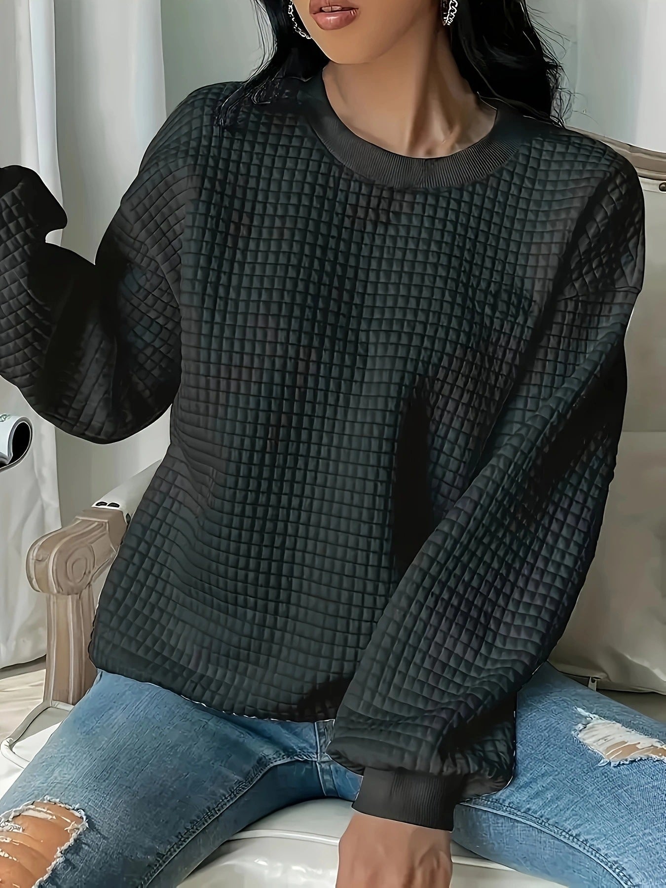 Damen Casual Oversized Pullover mit strukturiertem Design Sovae