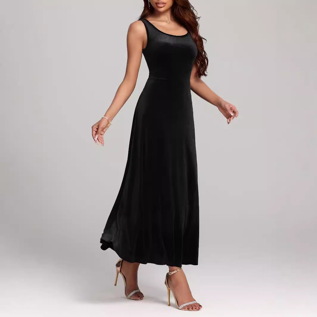 Damen elegantes Maxikleid mit schmalem Schnitt und fließendem Fall Sovae
