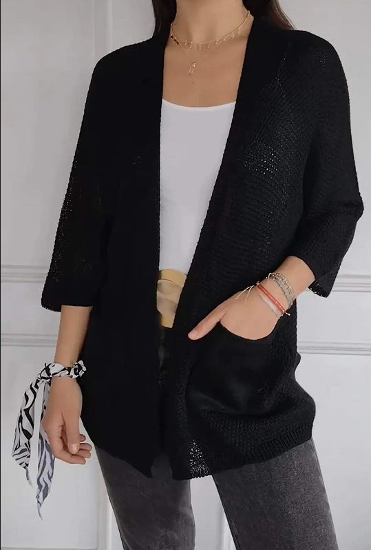 Damen lässige Strickjacke mit praktischen Taschen Sovae