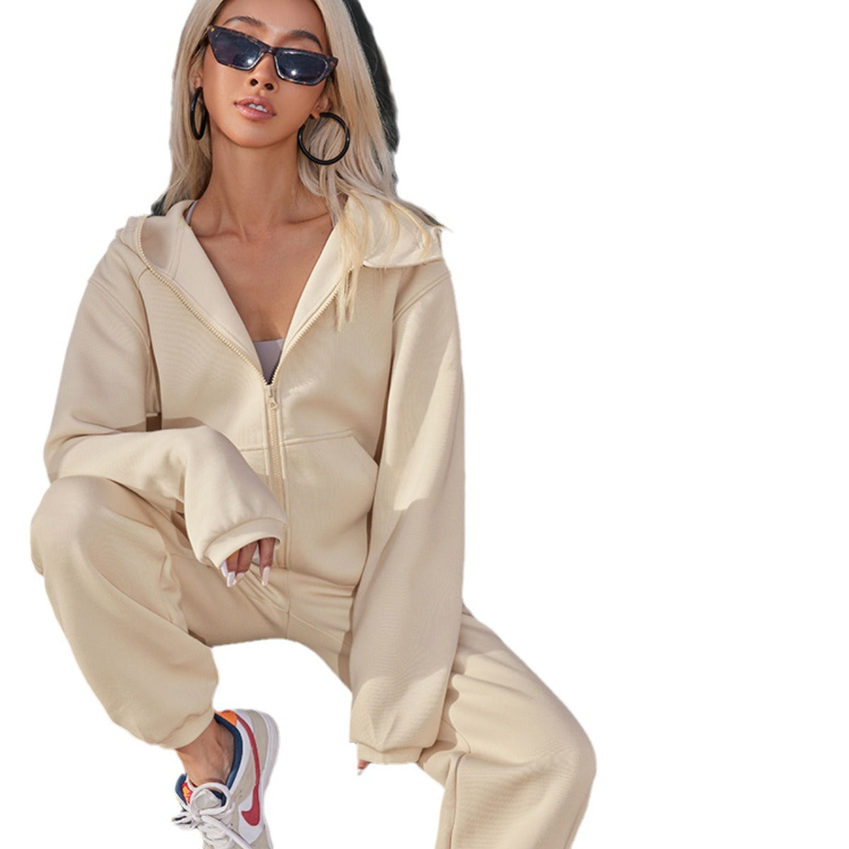 Damen bequeme Sportjacke mit Reißverschluss und lässigen Jogginghosen Sovae