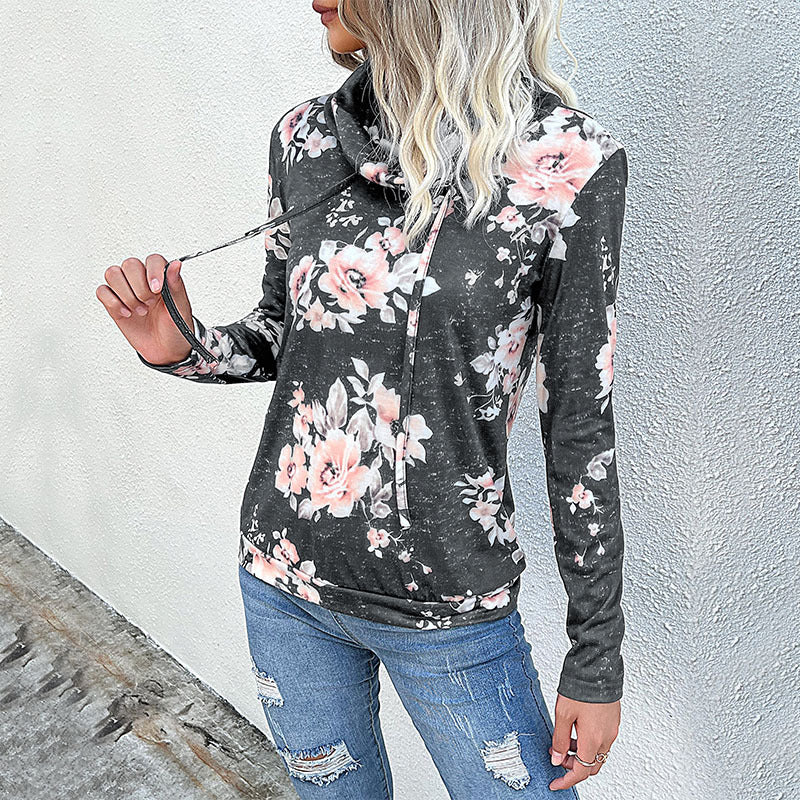 Damen gemütlicher Hoodie mit floralem Design und lässigem Schnitt Sovae