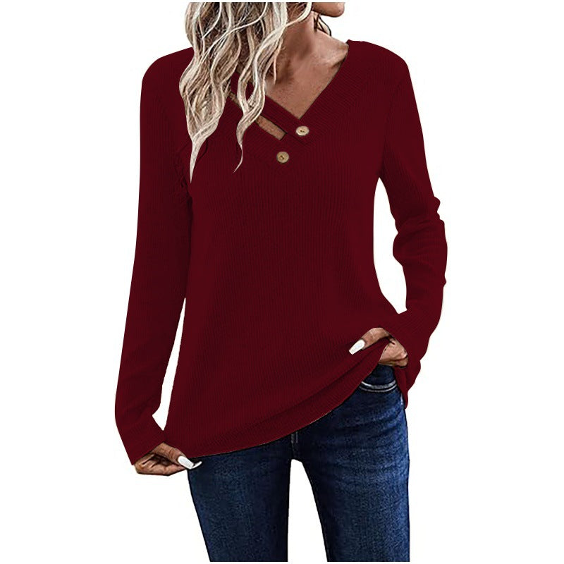 Damen Langarmshirt mit Knopfdetails Sovae