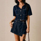 Damen Denim Miniröcke mit asymmetrischem Schnitt Sovae