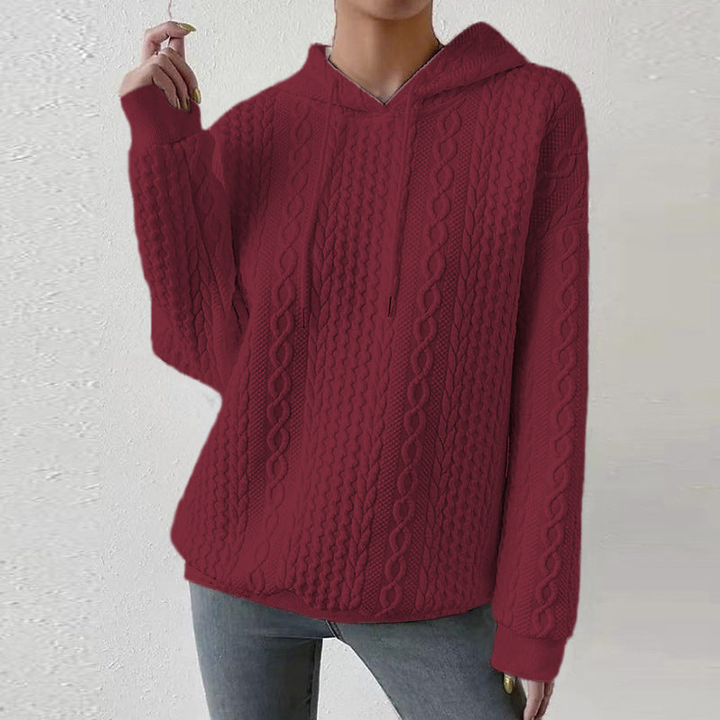 Damen Kuscheliger Strickpullover mit Kapuze Sovae