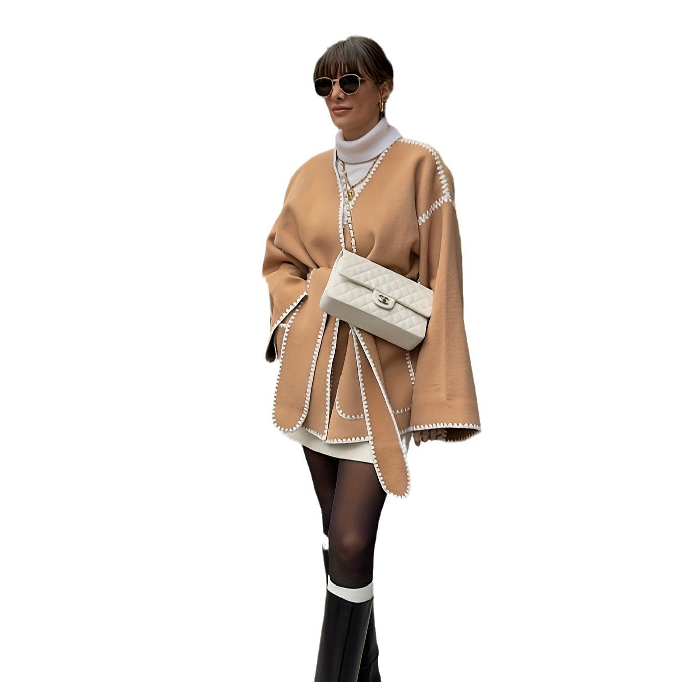 Damen modische Wickeljacke mit kreativen Nähten Sovae