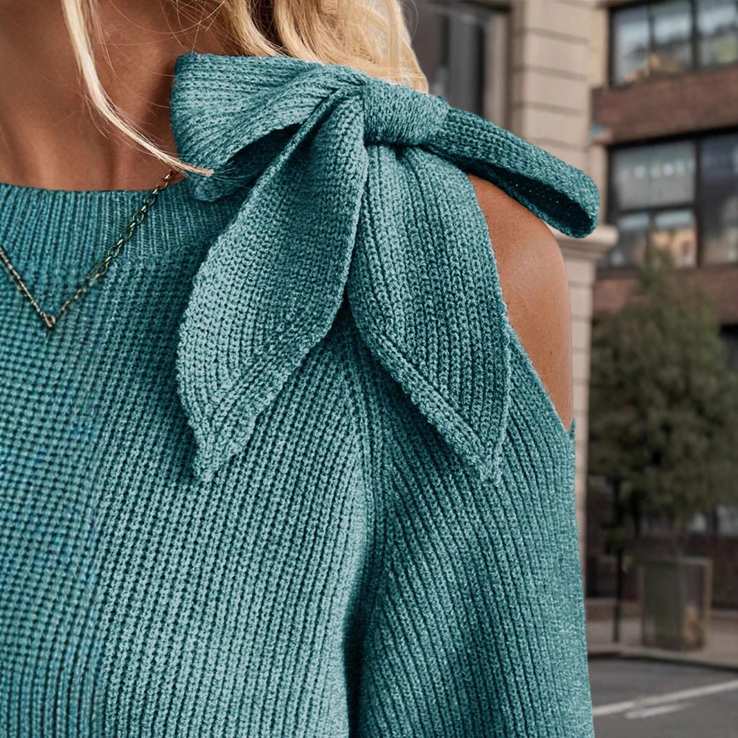 Damen lässiger Pullover mit besonderem Schulterdesign Sovae