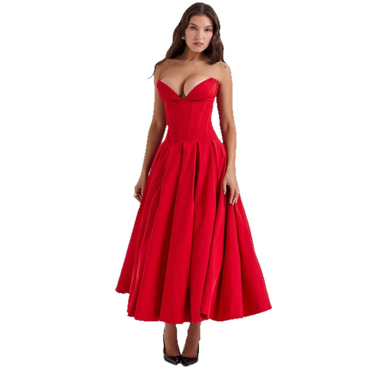 Damen Abendkleid mit korsettartigem Oberteil und weitschwingendem Rock Sovae