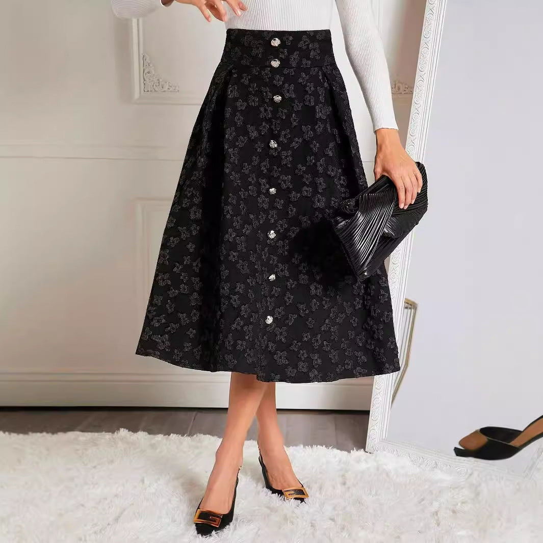 Damen Maxi-Rock mit Knopfdetails und strukturiertem Design Sovae