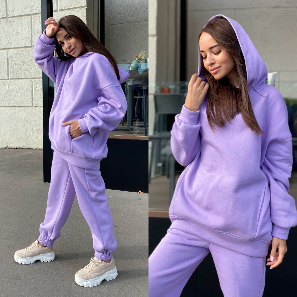 Damen sportlicher Hoodie und Jogginghose Set Sovae