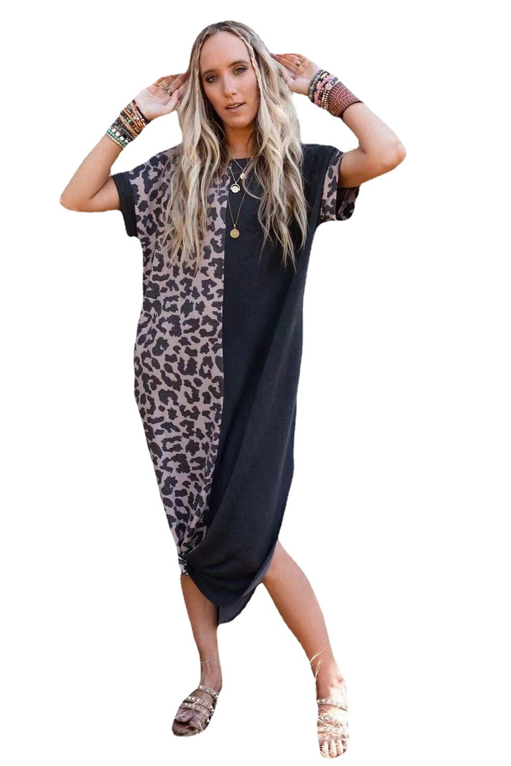Damen lässiges Tierdruck Sommerkleid Sovae