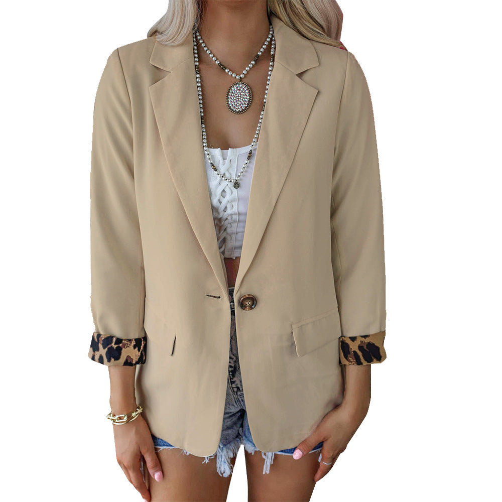 Damen modische Blazer mit tierischem Muster an den Ärmeln Sovae