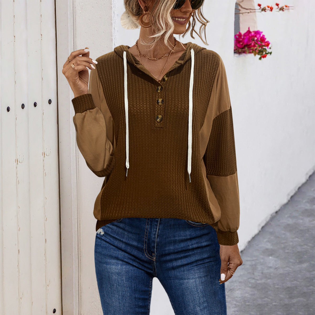 Damen Kapuzensweater mit strukturiertem Design und sportivem Schnitt Sovae