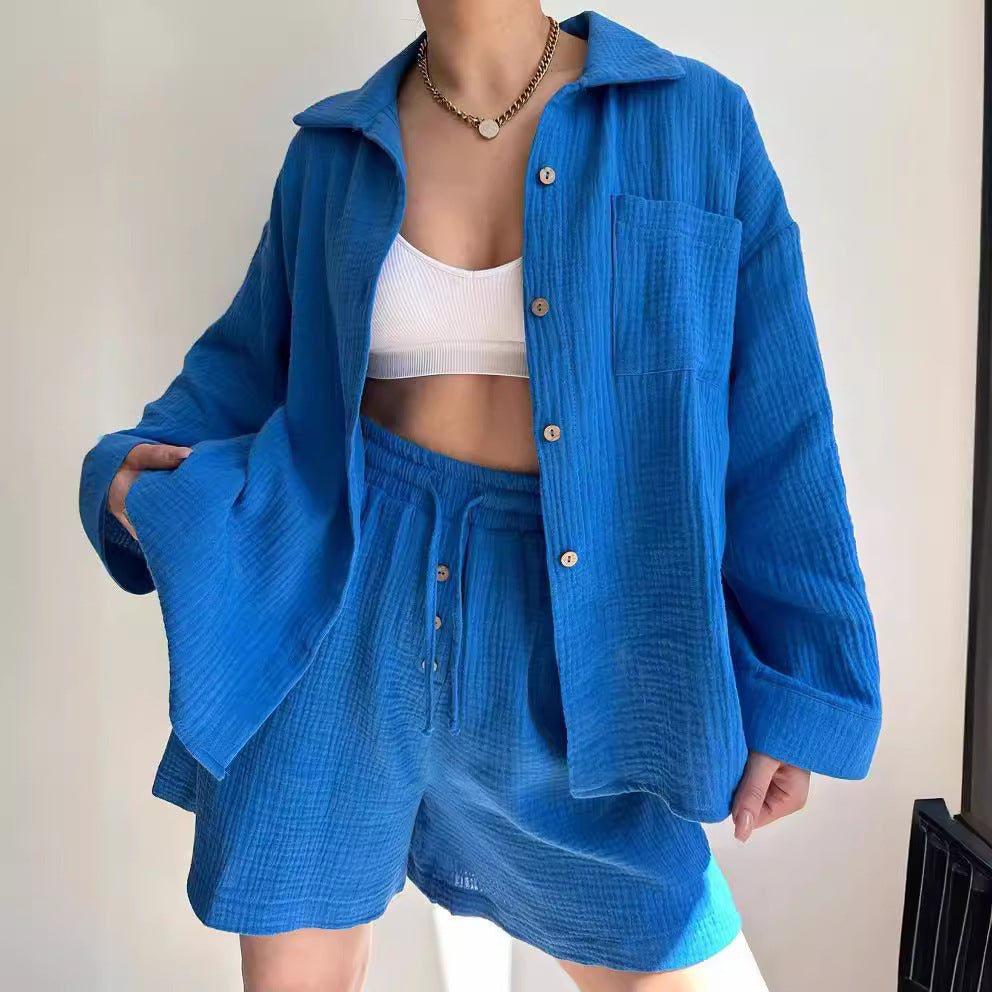 Damen lässige Strukturierte Hemdbluse Sovae