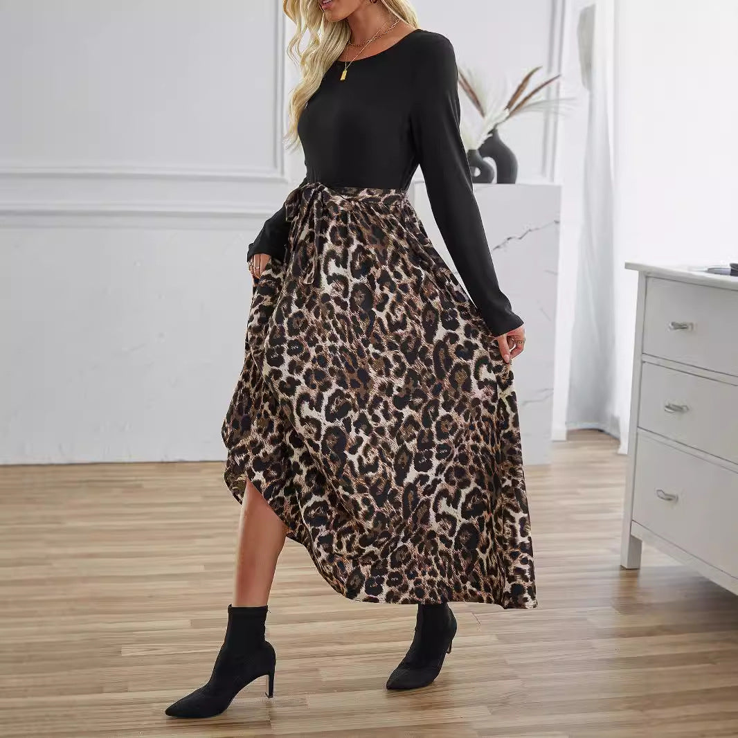 Damen Maxikleid mit eleganter Trachtenoptik und modischem Leoprint Sovae
