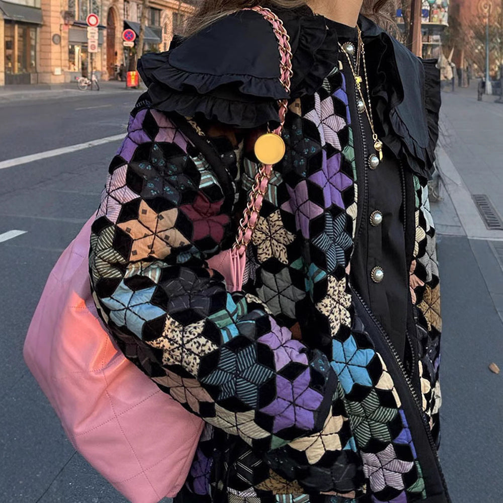 Damen gesteppte Freizeitjacke mit kreativen Hexagon-Design Sovae