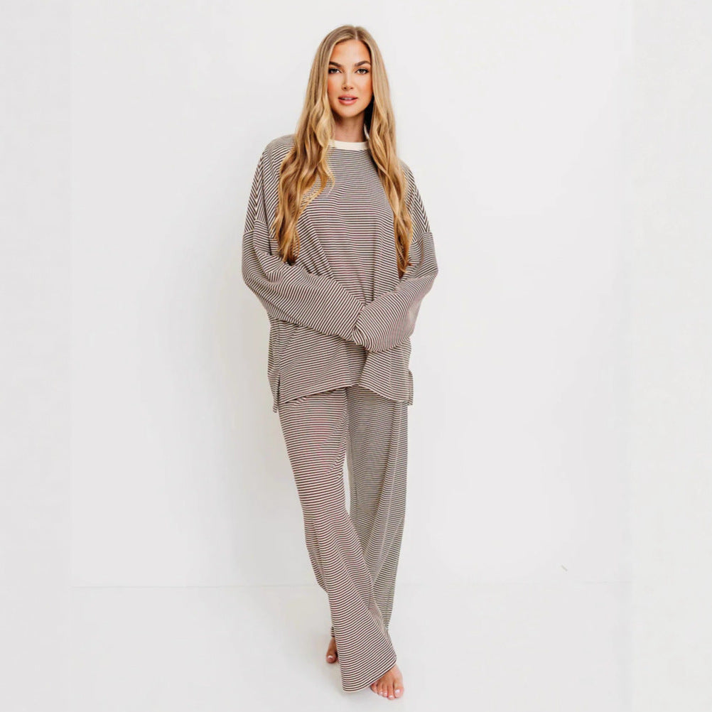 Damen gemütlicher Stepp-Pullover-Set Sovae
