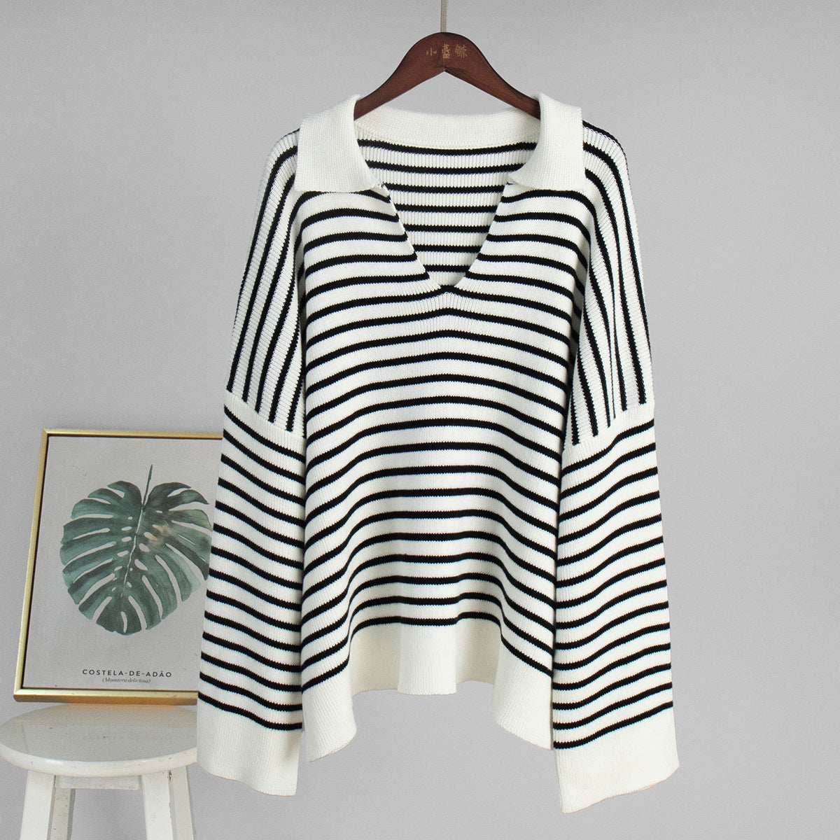 Damen Pullover mit weitem Schnitt und V-Ausschnitt Sovae