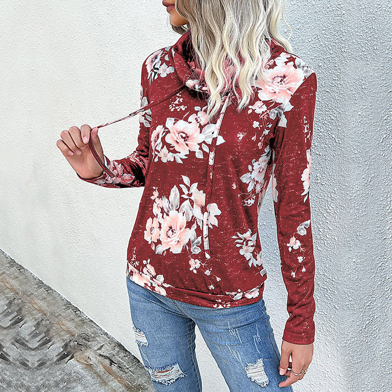 Damen gemütlicher Hoodie mit floralem Design und lässigem Schnitt Sovae