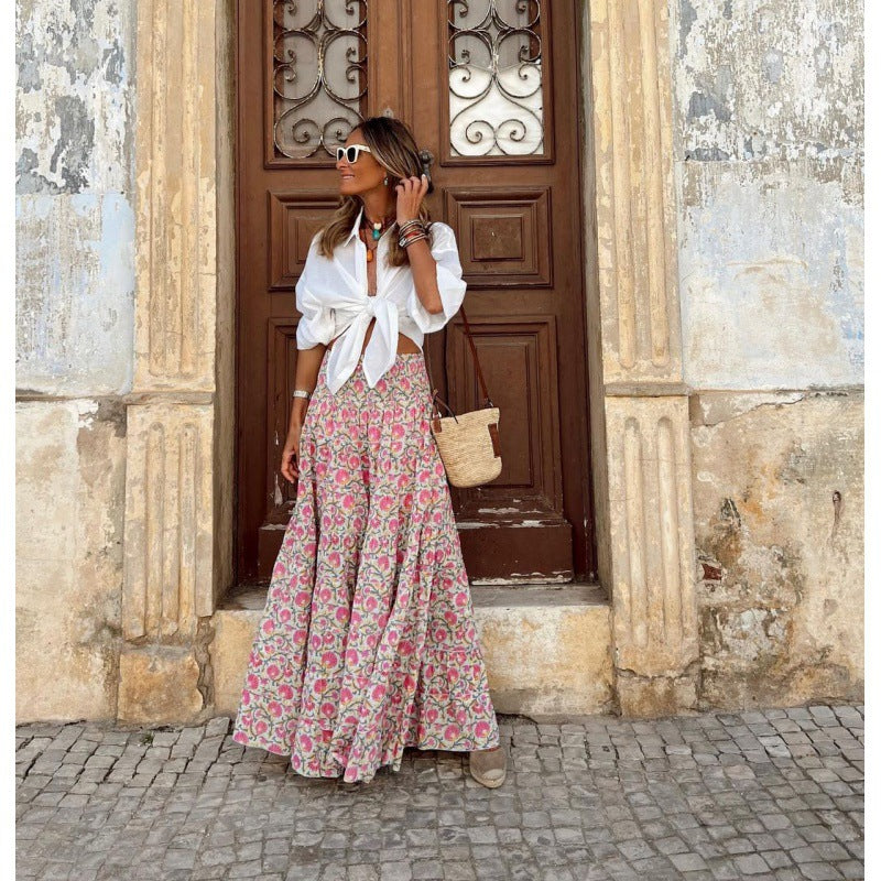 Damen Maxi-Rock mit floralem Muster Sovae