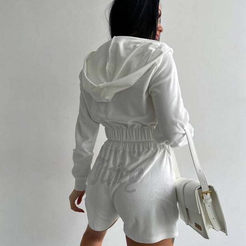 Damen sportliches Fleece Loungewear Set mit Kapuze Sovae