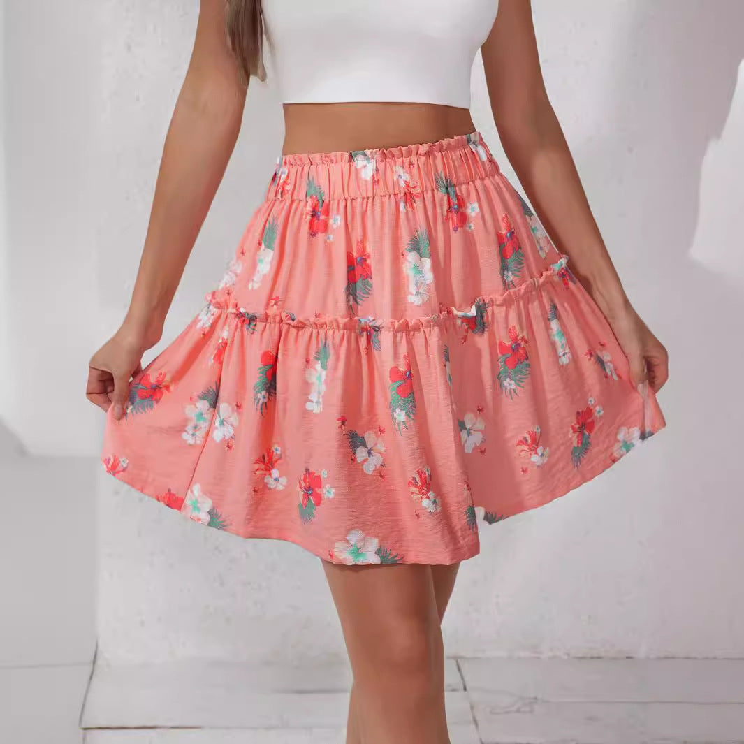 Damen sommerliches Stufenrock mit floralem Design Sovae