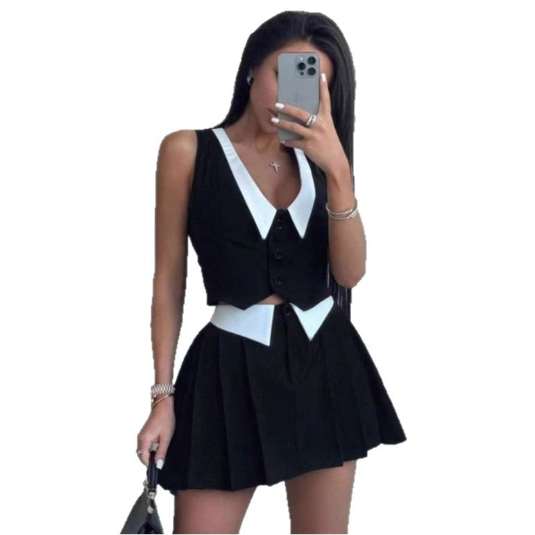 Damen Sportliches Minikleid mit dekorativem Kragen und Knopfleiste Sovae