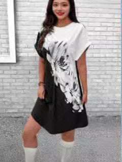 Damen Floral-Design Kurzarmkleid Sovae