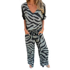 Damen Elegantes Jumpsuit mit weitem Bein und vintage Tierdruck Sovae