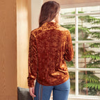 Damen Luxuriöse Veloursbluse Sovae