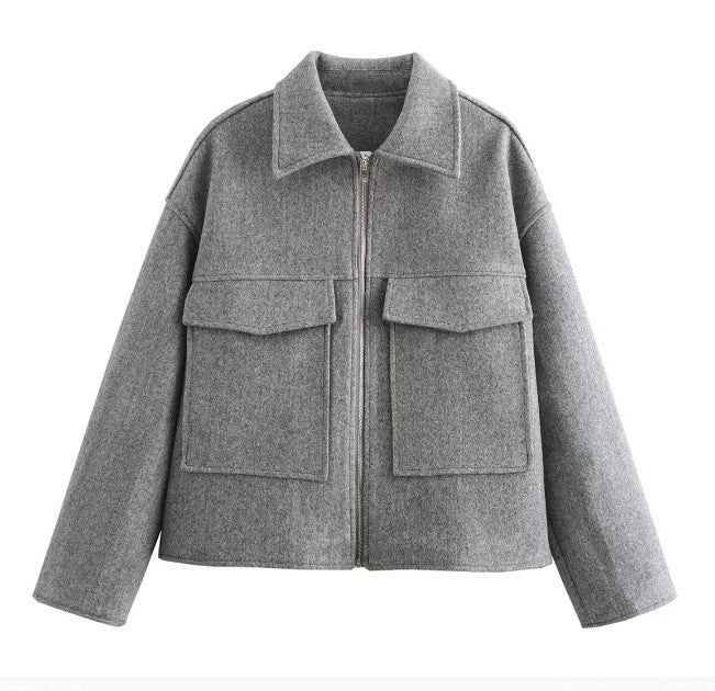 Damen lässige Steppjacke mit großen aufgesetzten Taschen und modernem Schnitt Sovae