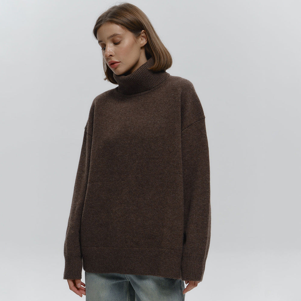 Damen Overgröße Rollkragenpullover aus weicher Wolle Sovae