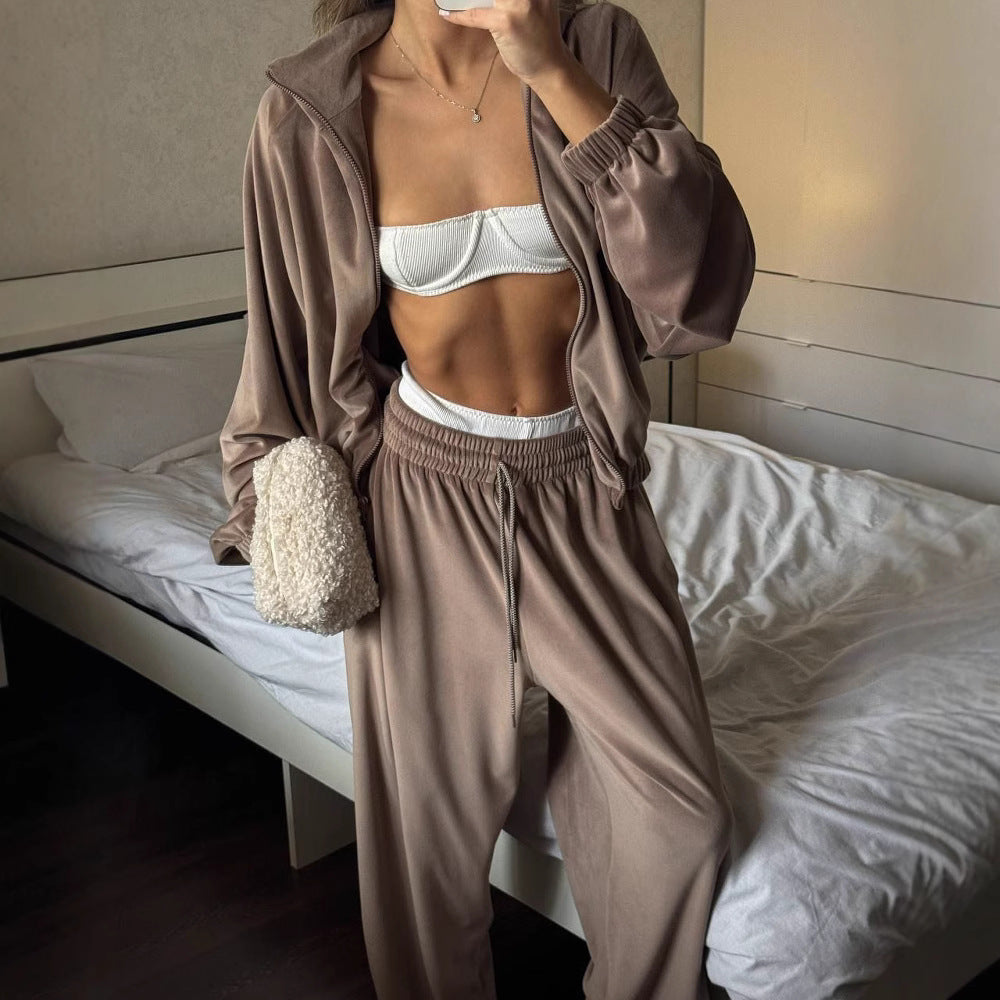Damen Sportliche Fleece Loungewear-Anzug Sovae