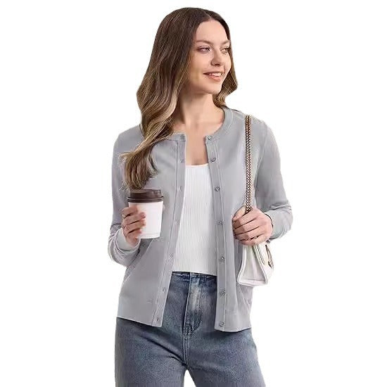 Damen elegante Strickjacke mit Knopfverschluss Sovae