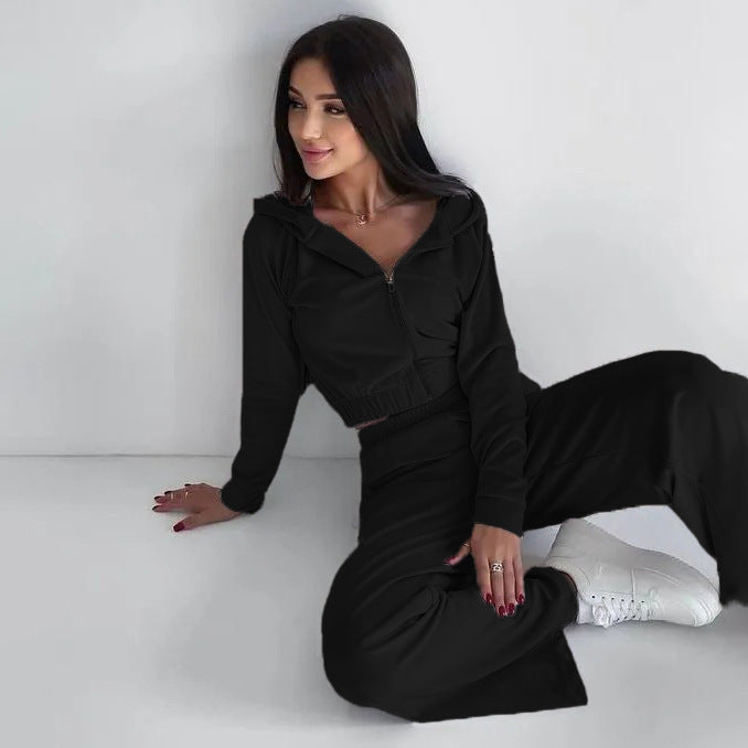 Damen Sportliches Fleece-Set mit Kapuze Sovae