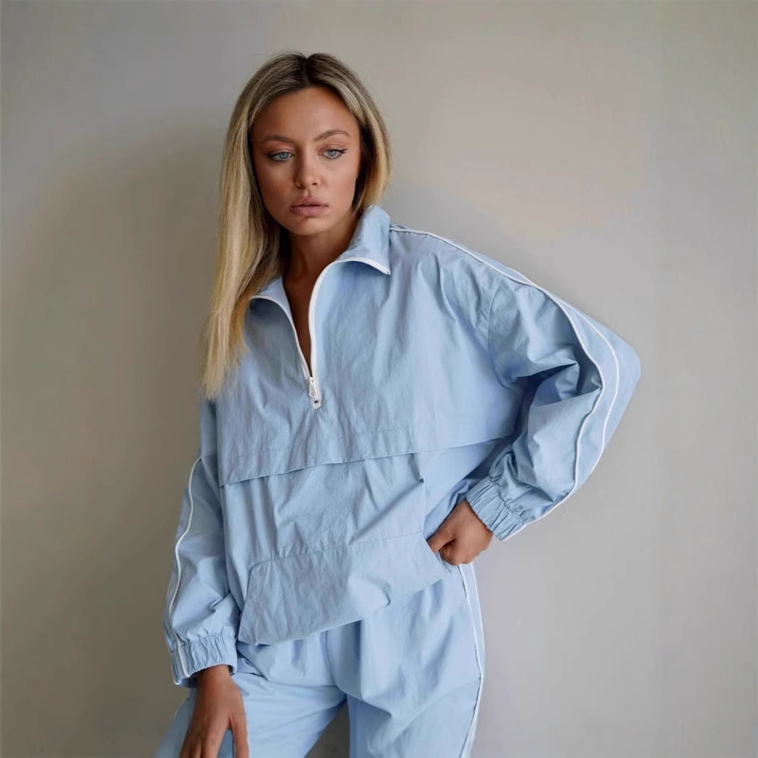 Damen sportliche Jacke mit hoch geschlossenem Kragen und Reißverschluss Sovae