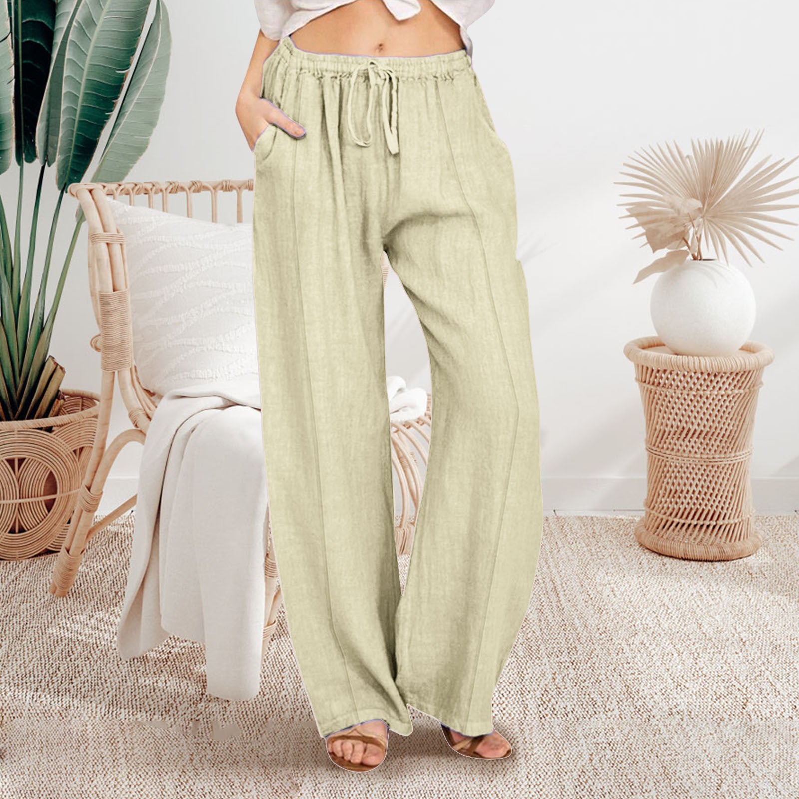 Damen Luftige Leinen-Hose Sovae